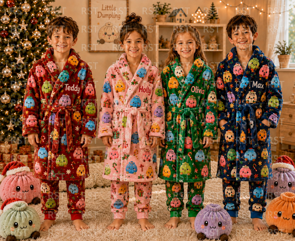 Bright Christmas Dumpling Dressing Gown (family Sizes) - Made to Order due Mid-November