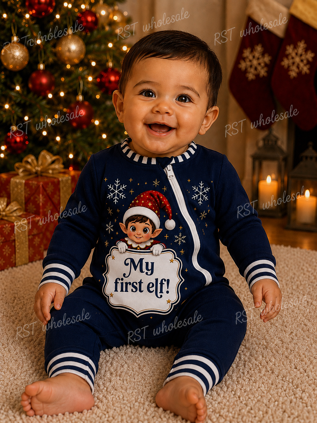 Navy Elf Pyjamas (Family sizes) - Made to Order due Mid-November