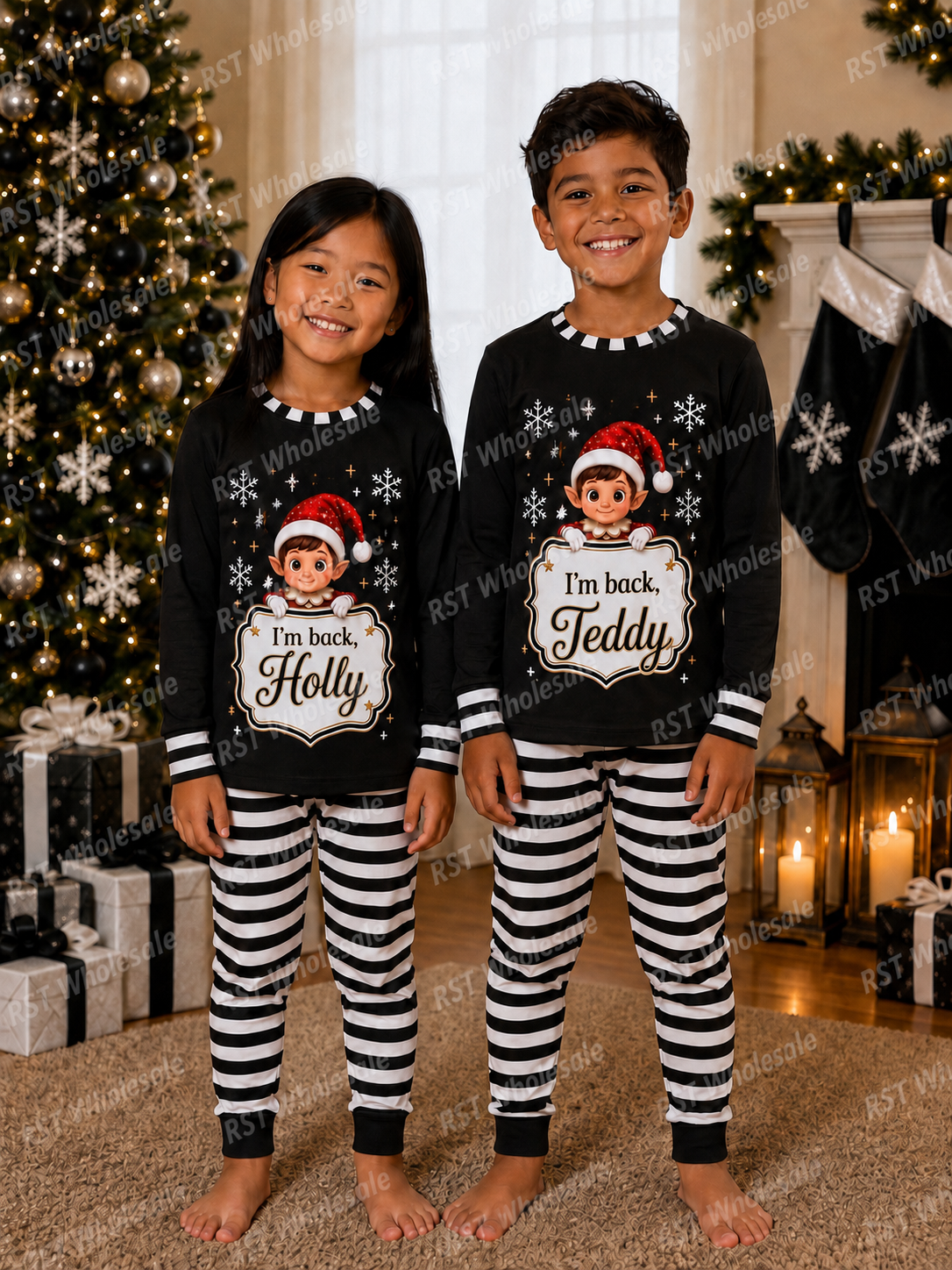 Black Elf Pyjamas (Family sizes) - Made to Order due Mid-November