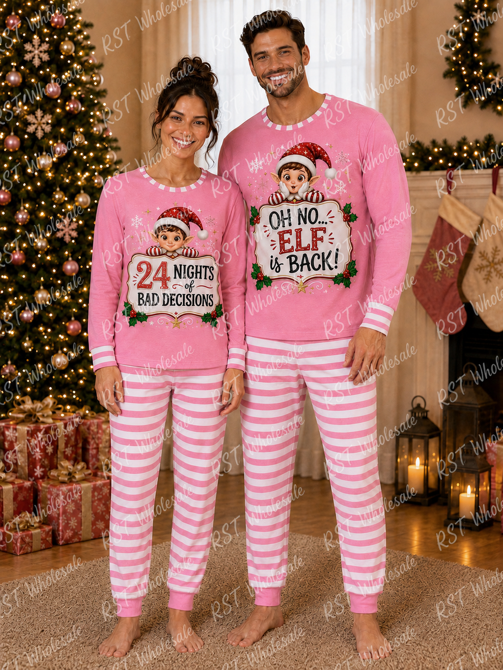 Pink Elf Pyjamas (Family sizes) - Made to Order due Mid-November