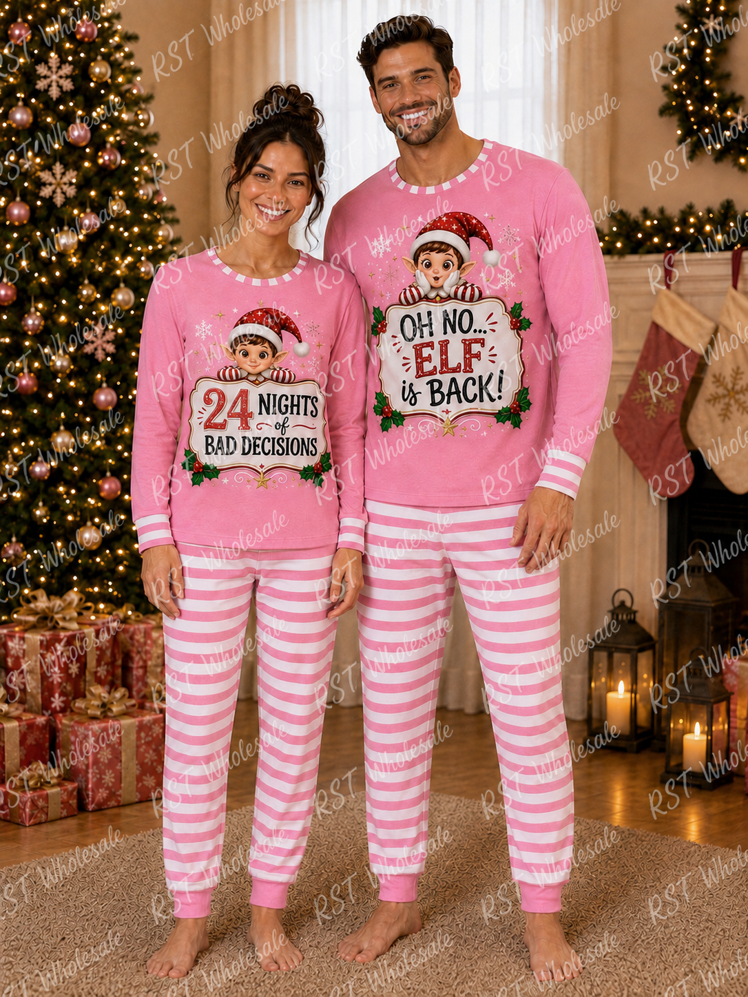 Pink Elf Pyjamas (Family sizes) - Made to Order due Mid-November