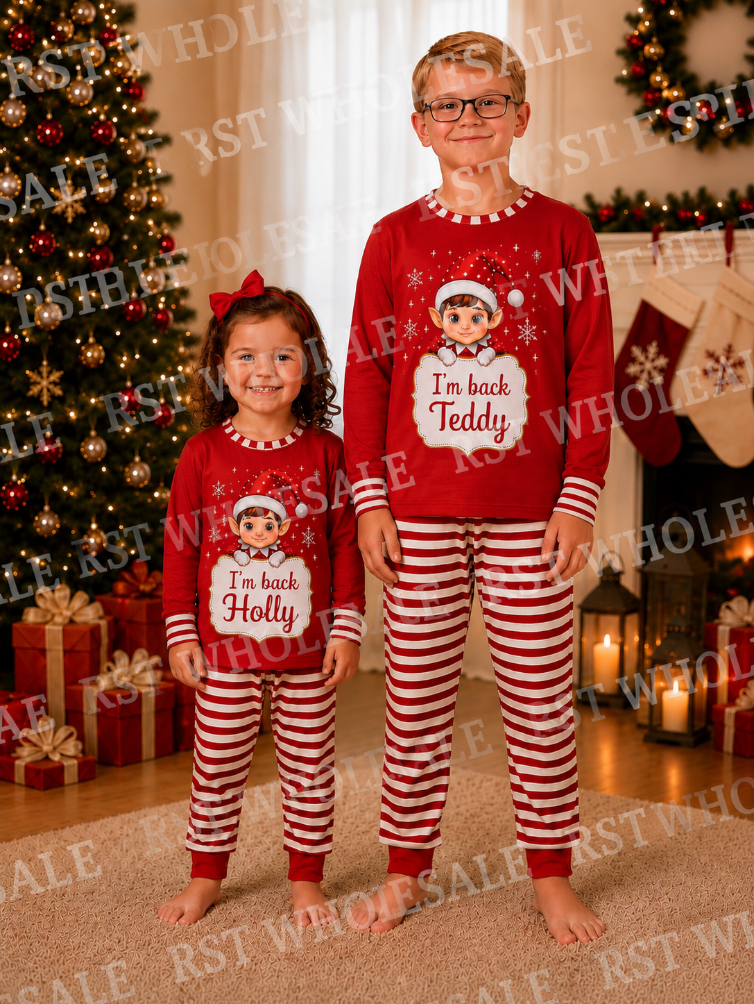 Red Elf Pyjamas (Family sizes) - Made to Order due Mid-November
