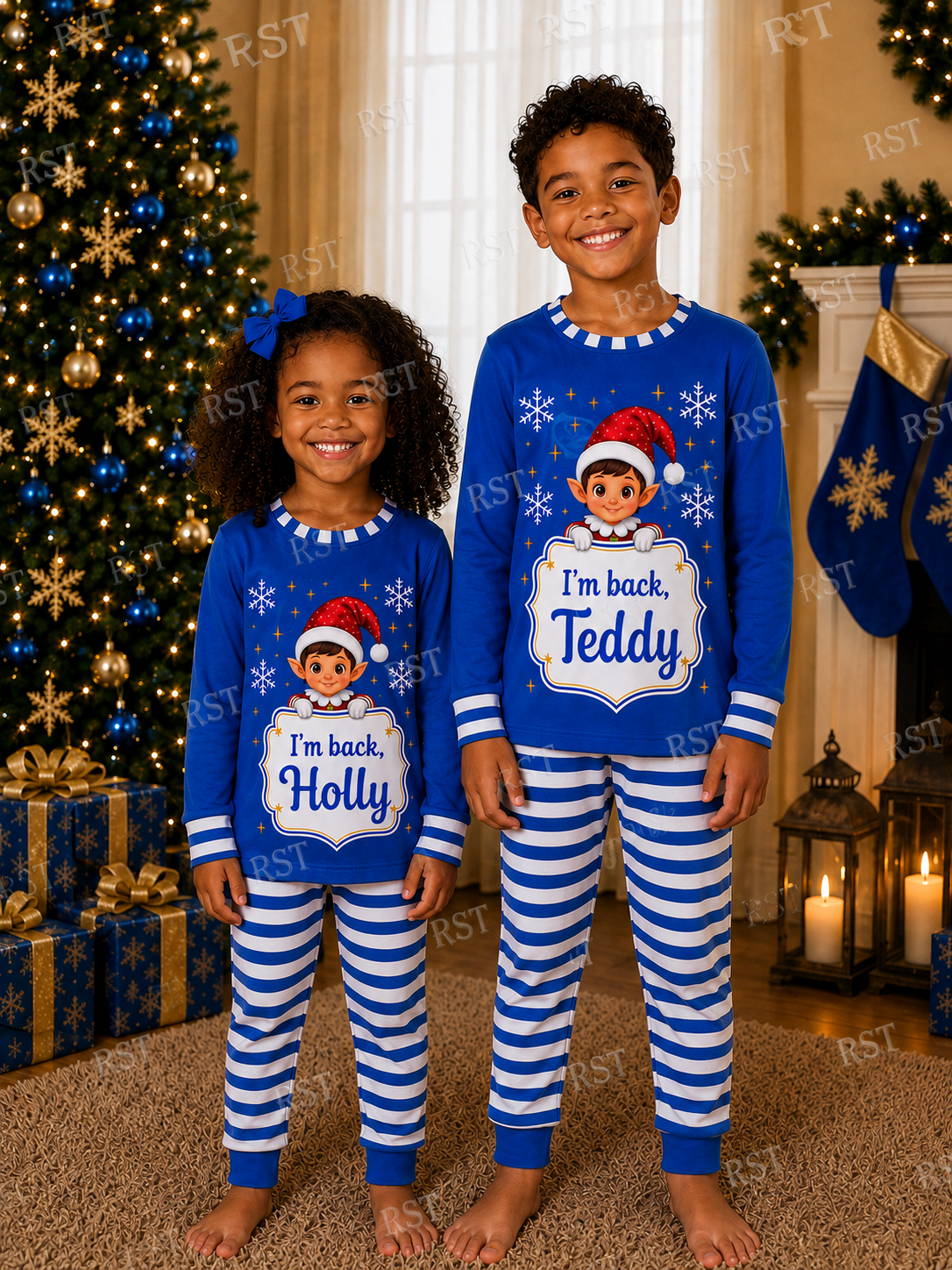 Royal Blue Elf Pyjamas (Family sizes) - Made to Order due Mid-November
