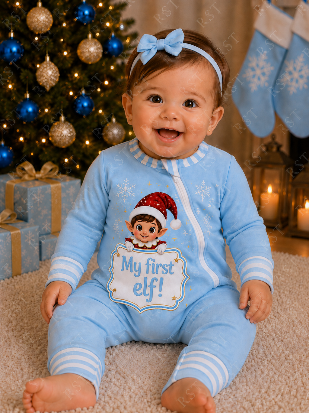 Light Blue Elf Pyjamas (Family sizes) - Made to Order due Mid-November