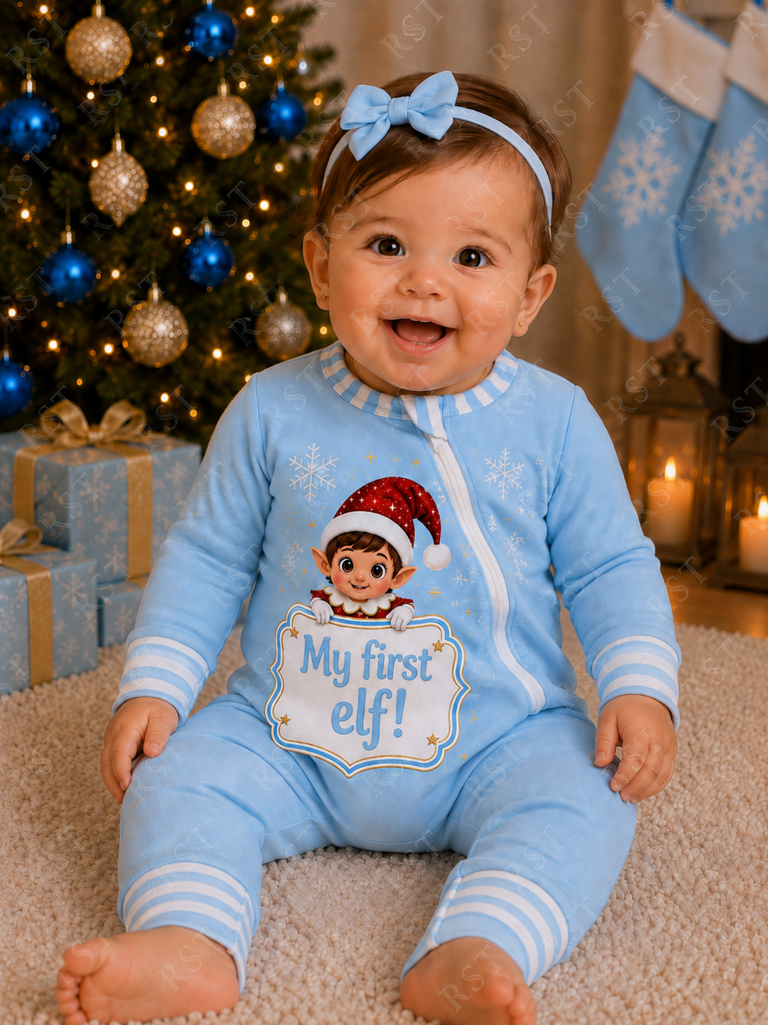 Light Blue Elf Pyjamas (Family sizes) - Made to Order due Mid-November