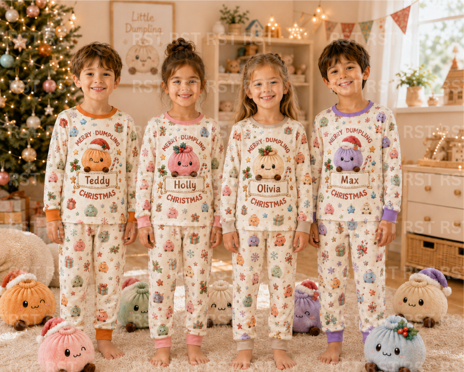Pastel Christmas Dumpling Pyjamas (Family sizes) - Made to Order due Mid-November
