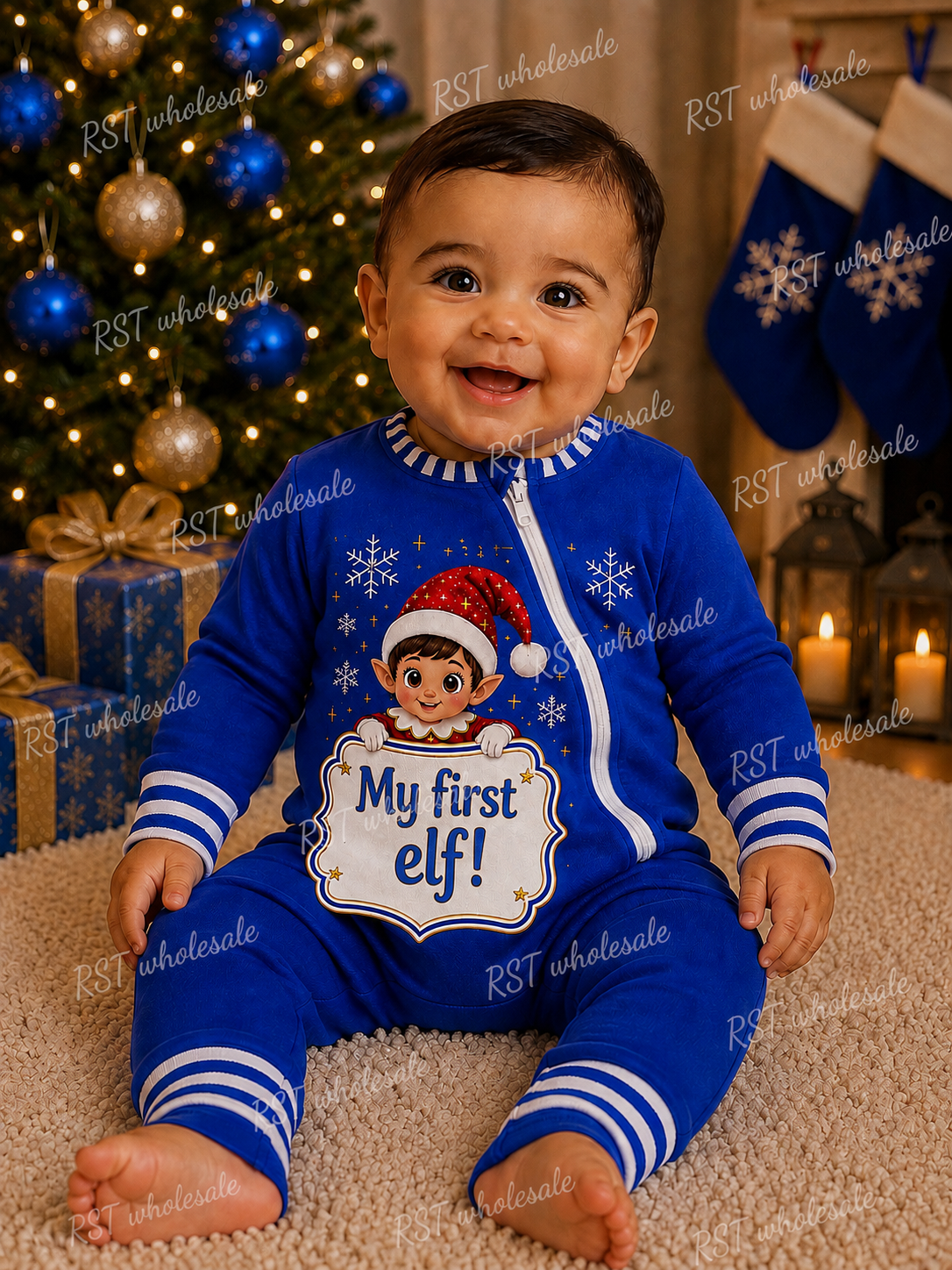 Royal Blue Elf Pyjamas (Family sizes) - Made to Order due Mid-November