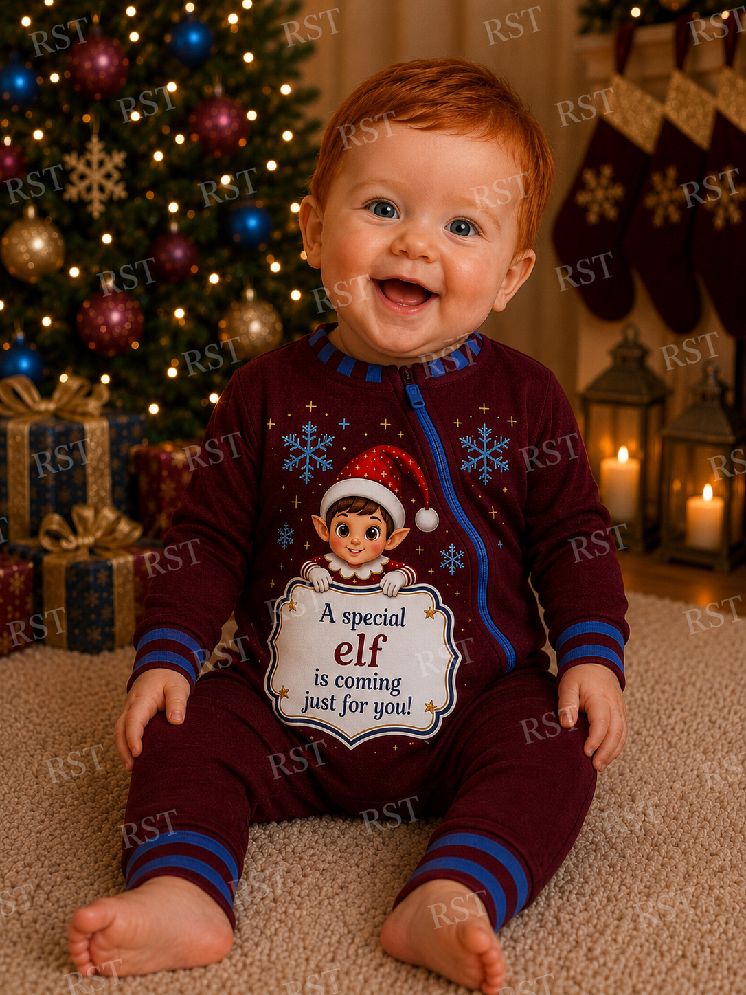 Claret Elf Pyjamas (Family sizes) - Made to Order due Mid-November