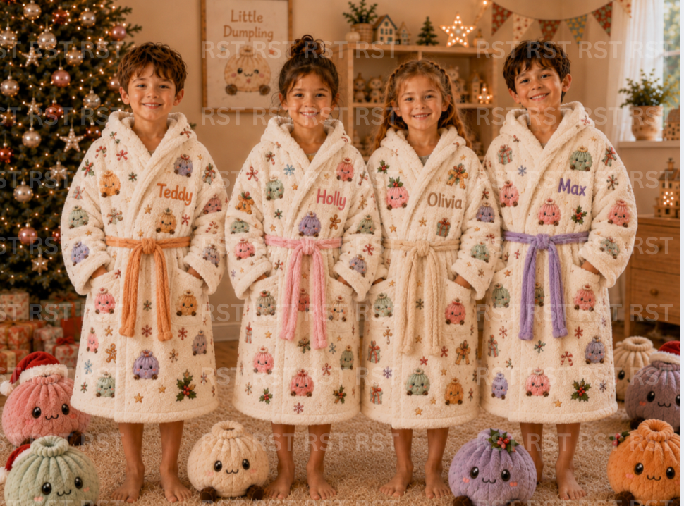Pastel Christmas Dumpling Dressing Gown (family Sizes) - Made to Order due Mid-November