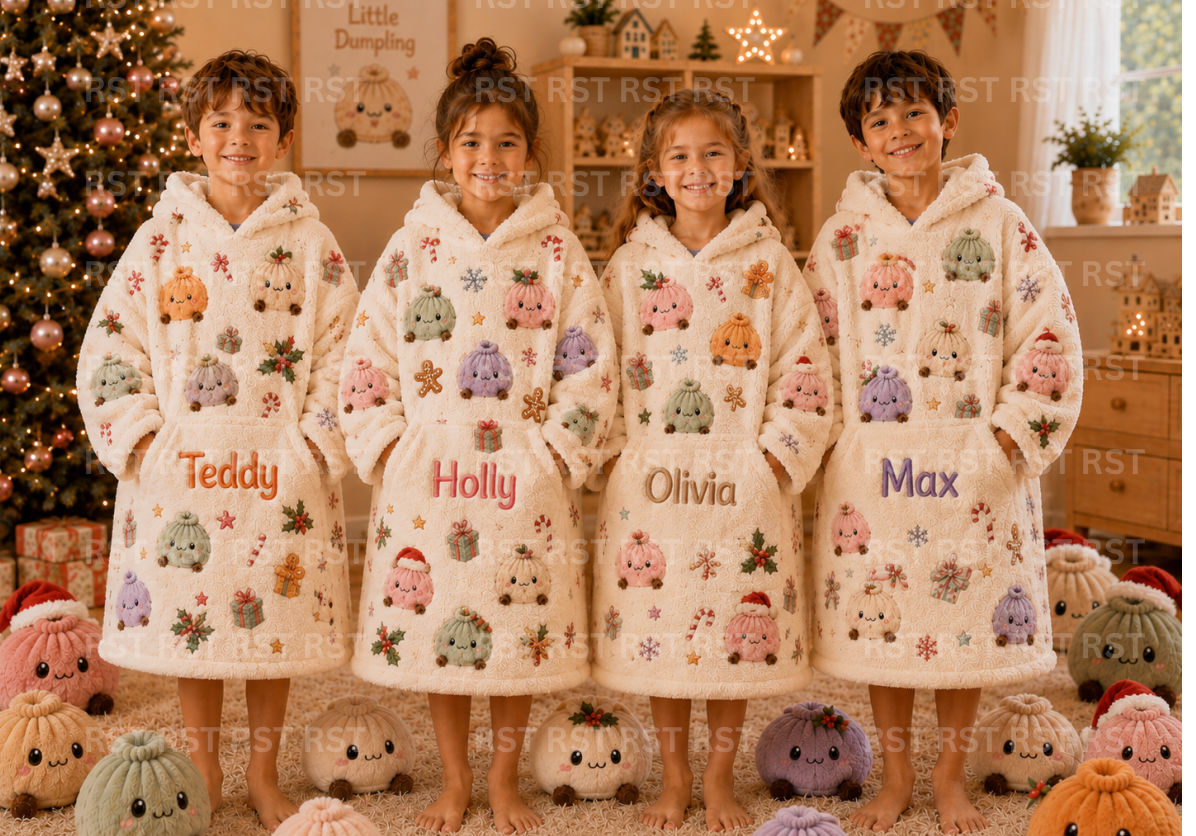 Pastel Christmas Dumpling Oversized Hoodie (Family Sizes and 2 Thickness options) - Made to Order due Mid-November