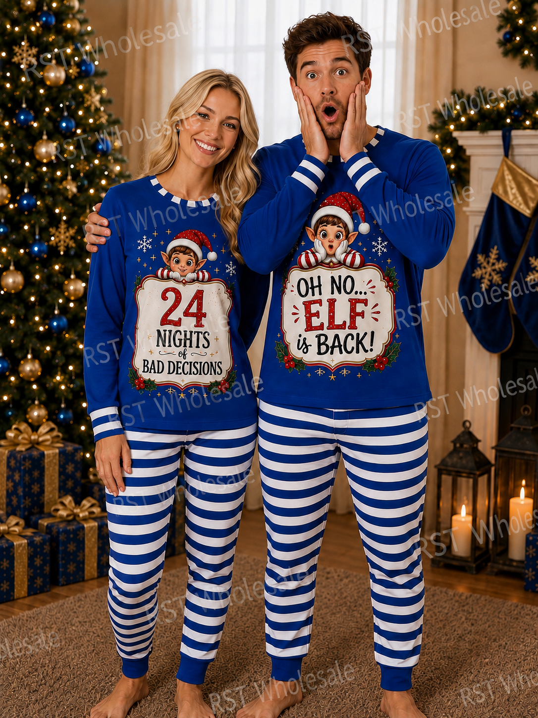Royal Blue Elf Pyjamas (Family sizes) - Made to Order due Mid-November