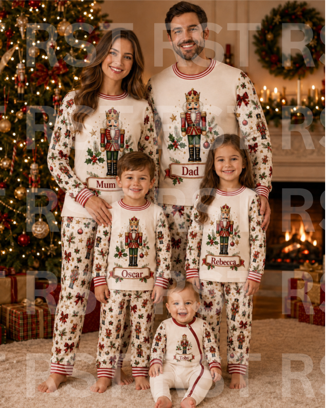Christmas Nutcracker Pyjamas (Family sizes) - Made to Order due Mid-November