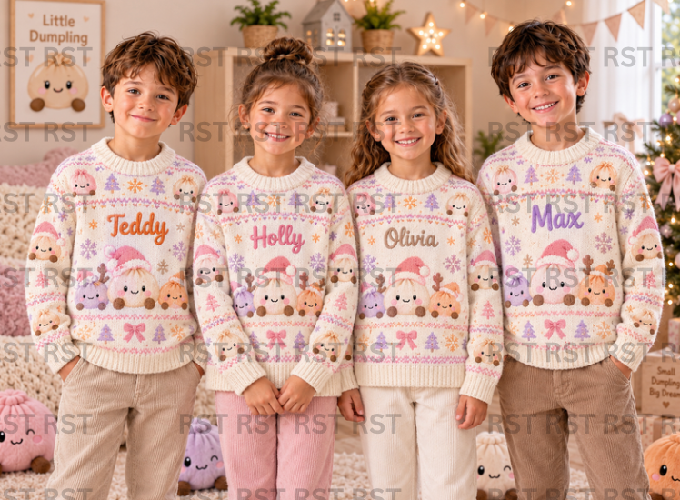 Pastel Dumpling Not So Ugly Christmas Custom Jumpers - (Family Sizes 2 material options) - Made to Order due Mid-November