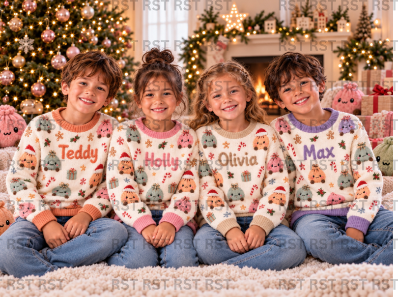 Pastel Christmas Dumpling Not So Ugly Christmas Custom Jumpers - (Family Sizes 2 material options) Made to Order due Mid-November