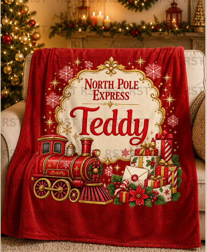 North Pole Blanket with Large Design - Made to Order due Mid-November
