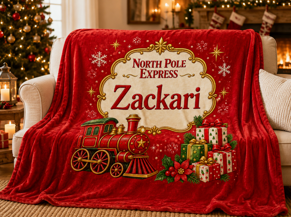 North Pole Blanket with Large Design - Made to Order due Mid-November